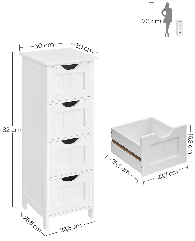 Dulap baie LEHAC 30x82 cm, albă