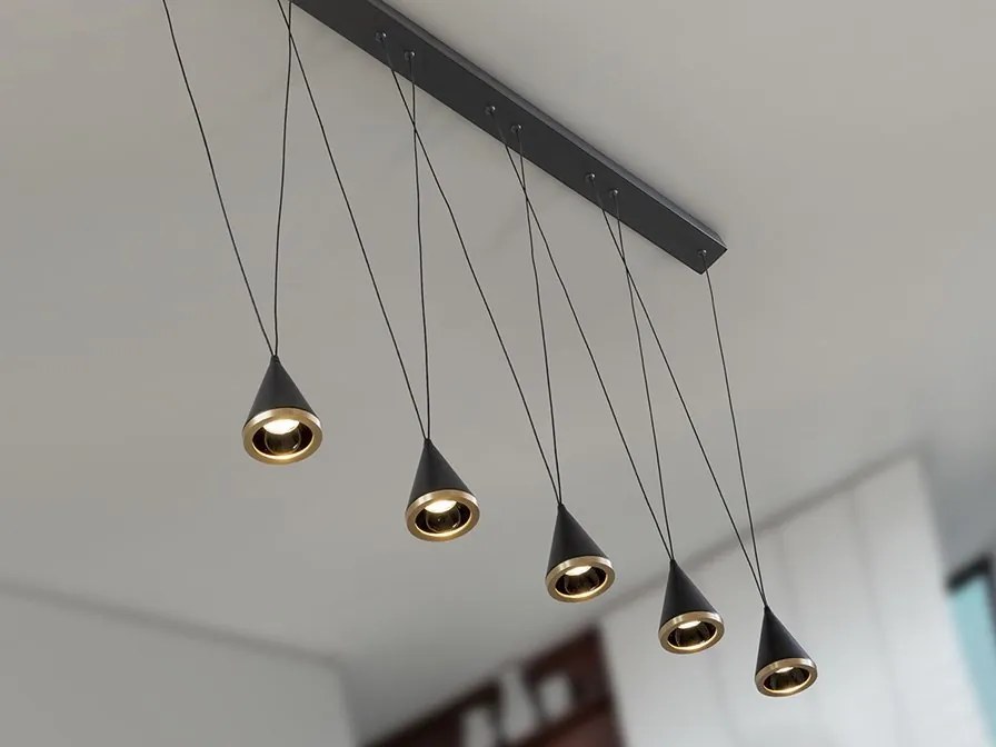 Lustra liniara cu 5 pendule suspendate LED Conic