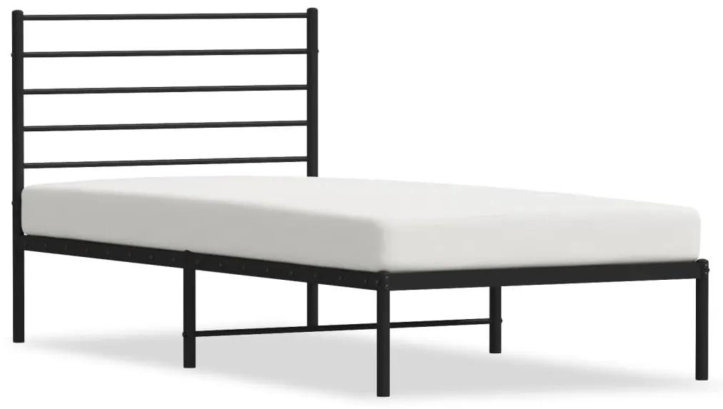 352310 vidaXL Cadru de pat metalic cu tăblie, negru, 80x200 cm