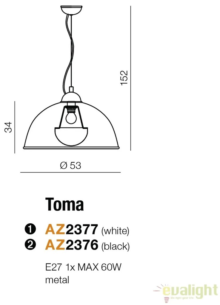 Lustra/Pendul metalic design modern 53cm TOMA BLACK