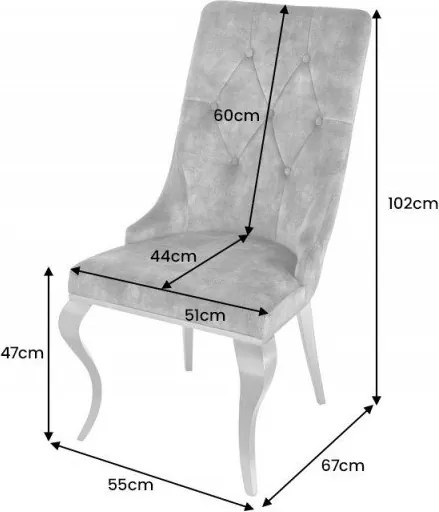 Set 2 scaune stil baroc Modern Barock, albastru regal