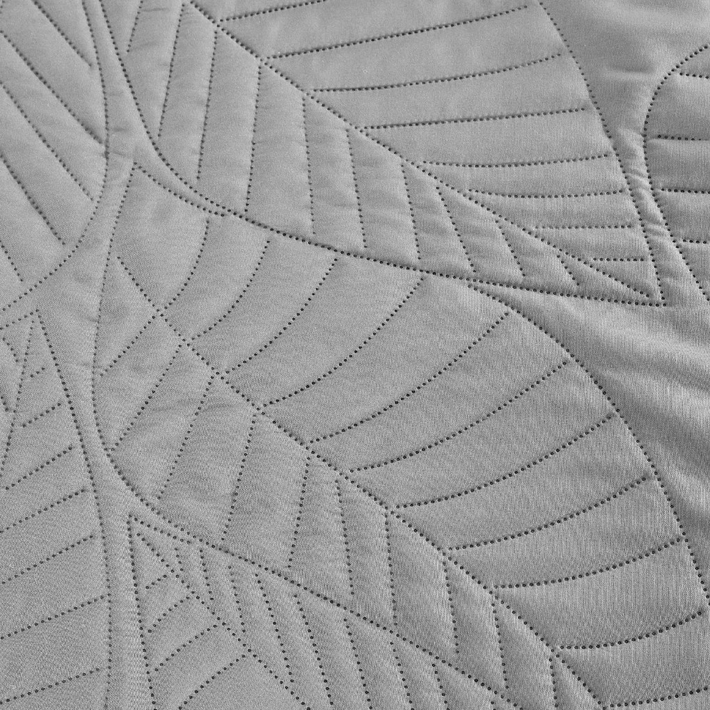 Cuvertura de pat gri deschis cu model LEAVES Dimensiune: 220 x 240 cm