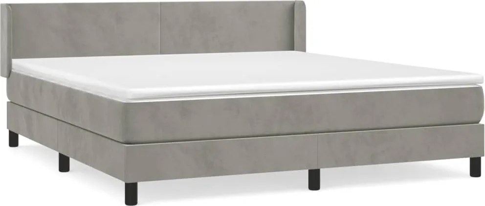 vidaXL Pat box spring cu saltea, gri deschis, 160x200 cm, catifea