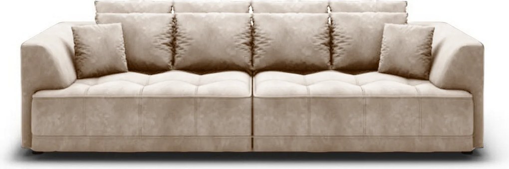 Canapea TIGA, stofa catifelata bej - Element 17, 302x136x88/72 cm