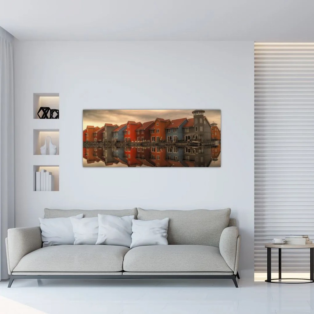 Tablou cu căsuțele colorate (120x50 cm)