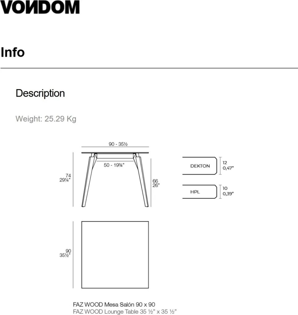 Masa design modern premium FAZ WOOD, 90x90cm
