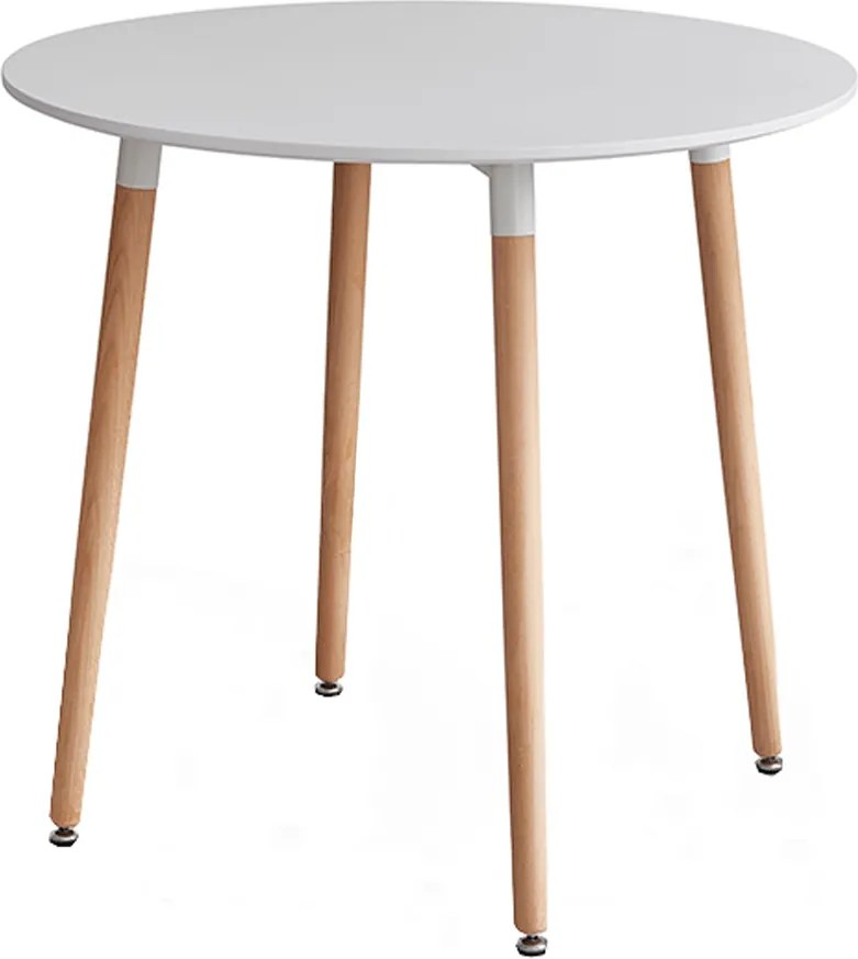 Masă dining, alb/fag, diametru 80 cm, ELCAN NEW TYP 2