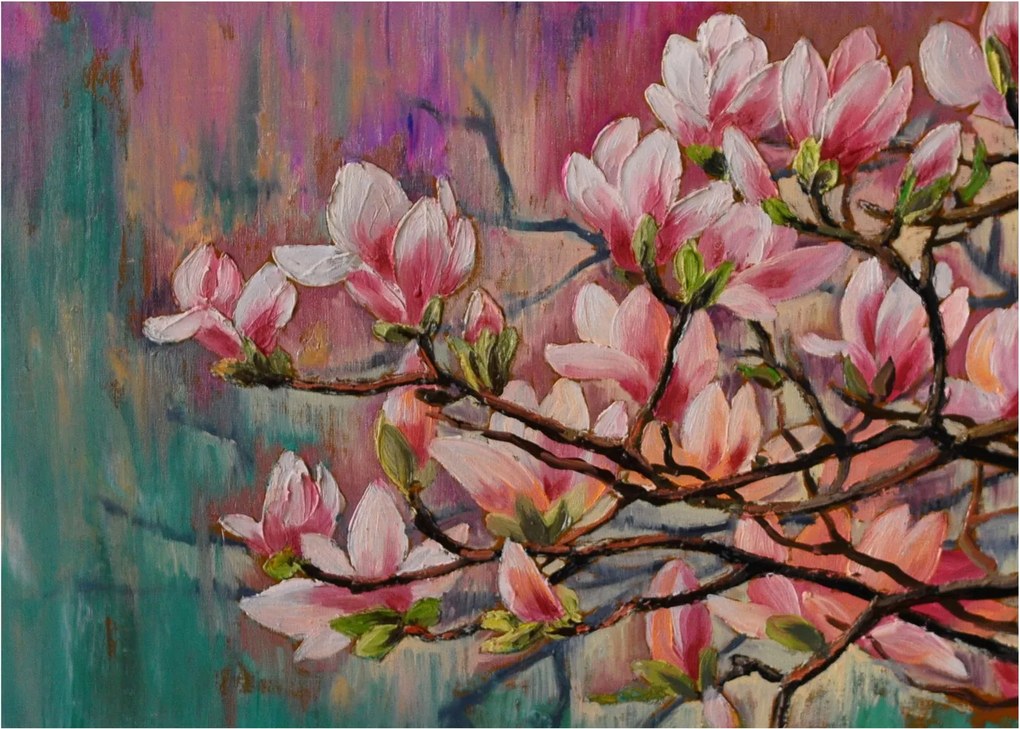 Tablou - Pictură în ulei, Sakura în floare (70x50 cm)