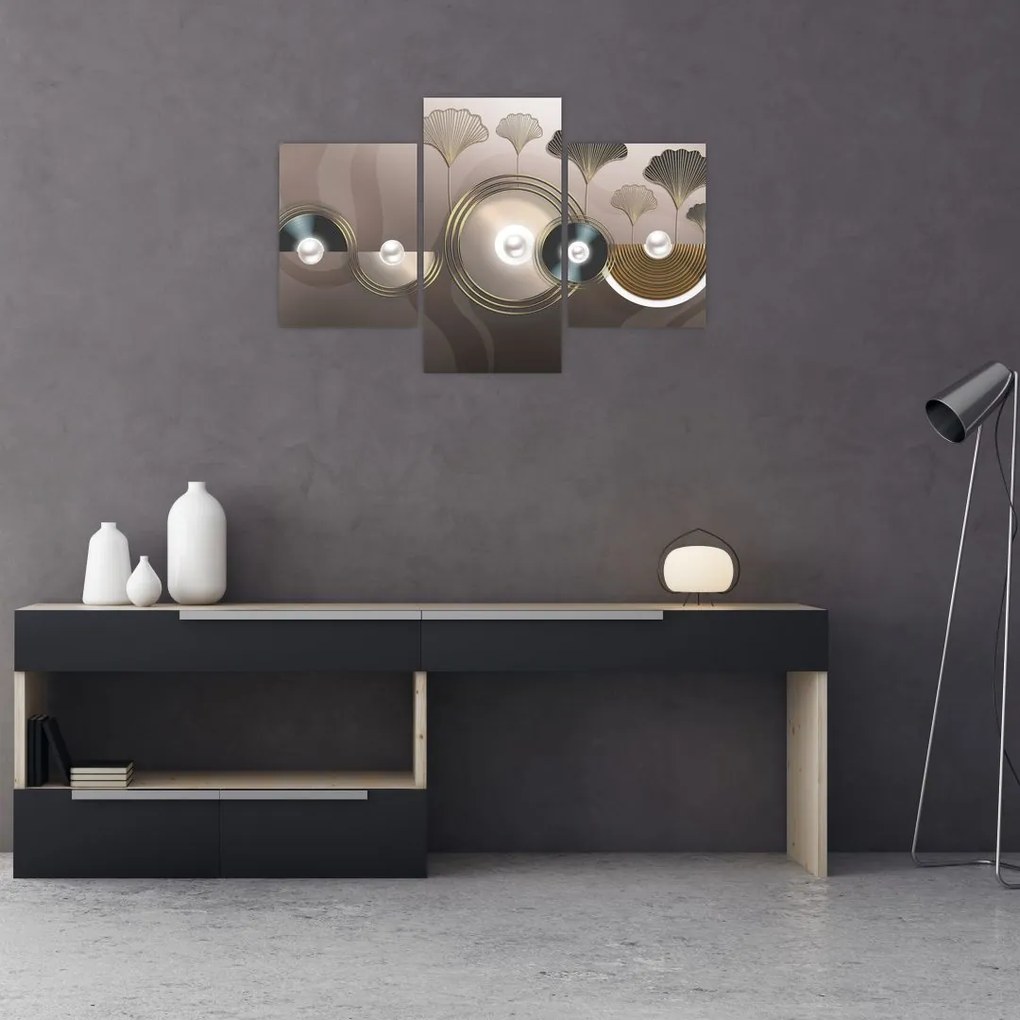 Tablou - Abstract maro-auriu (90x60 cm)