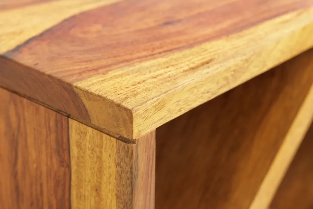 Raft pentru sticle vin/ Masuta laterala CUBUS 40cm sheesham A-41137 VC