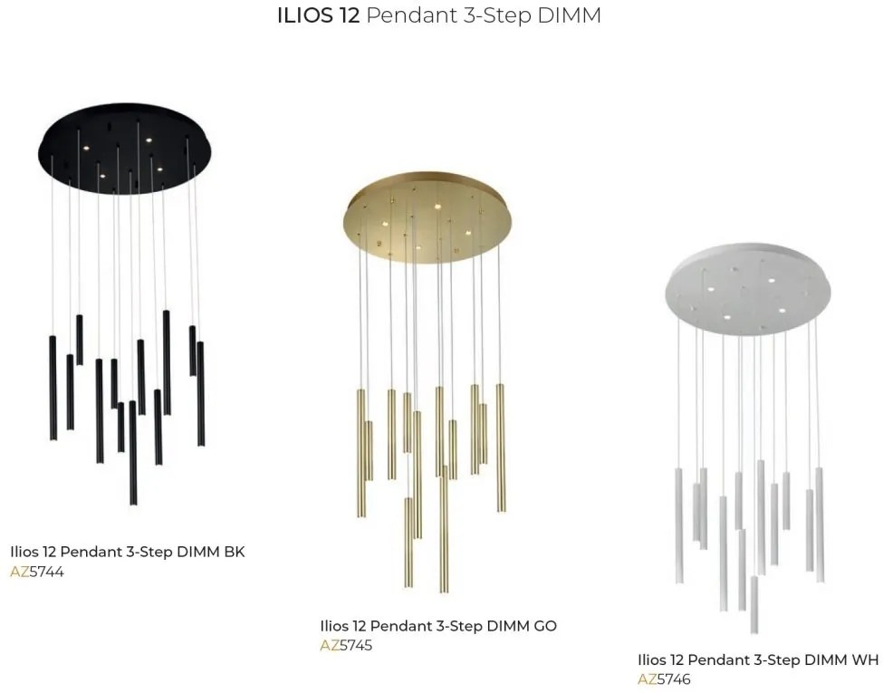Lustra LED suspendata stil modern ILIOS 12 auriu