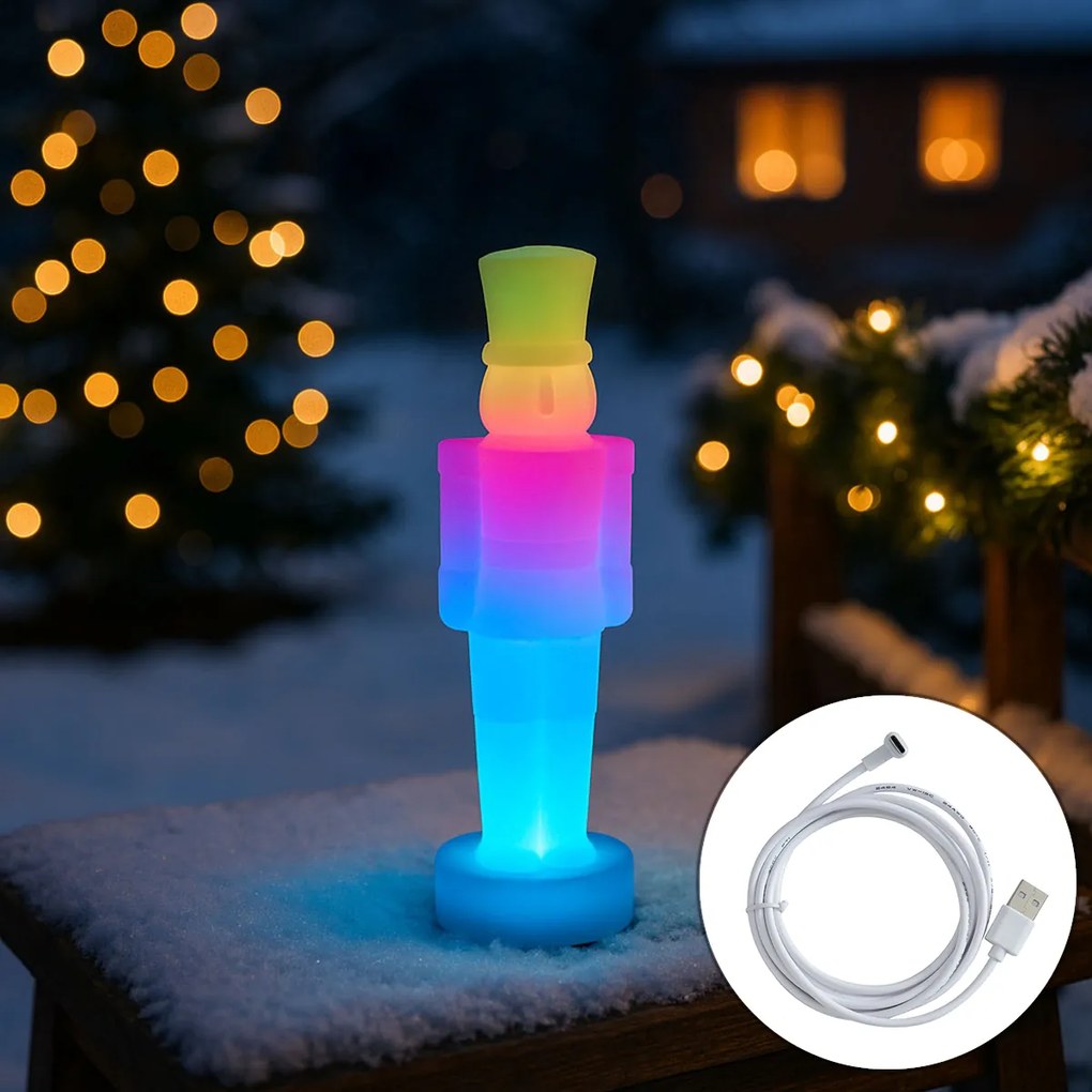 Lampă de masă de Crăciun albă, cu LED, cu dimmer și reîncărcabilă RGBW-IC - Nutcracker