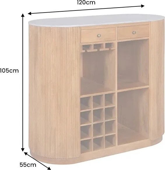 Bar din lemn de mango, marmura alba TRES CHIC 120cm