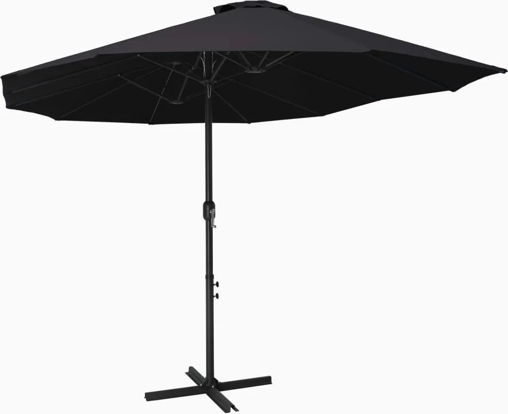 vidaXL Umbrelă de soare exterior cu stâlp aluminiu, negru, 460x270 cm