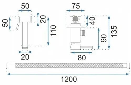 REA-B6311 -Baterie pentru bideu cu duș pentru instalare încastrată LUNGO auriu periat