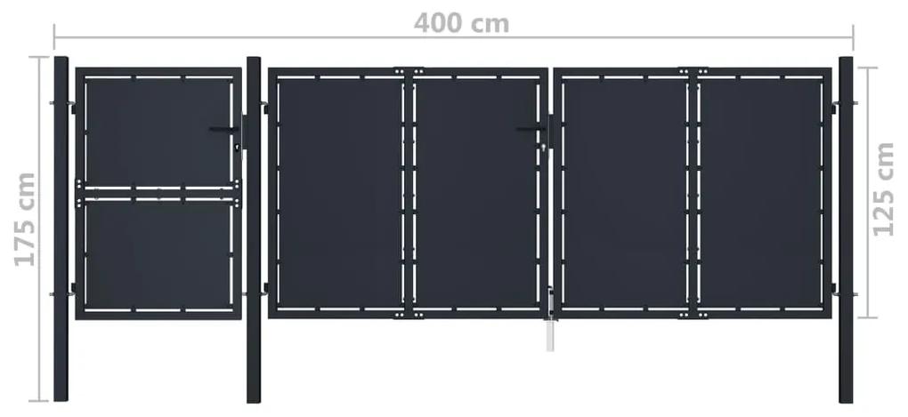 Poarta de gradina, antracit, 4 x 1,75 m, metal 4 x 1.75 m