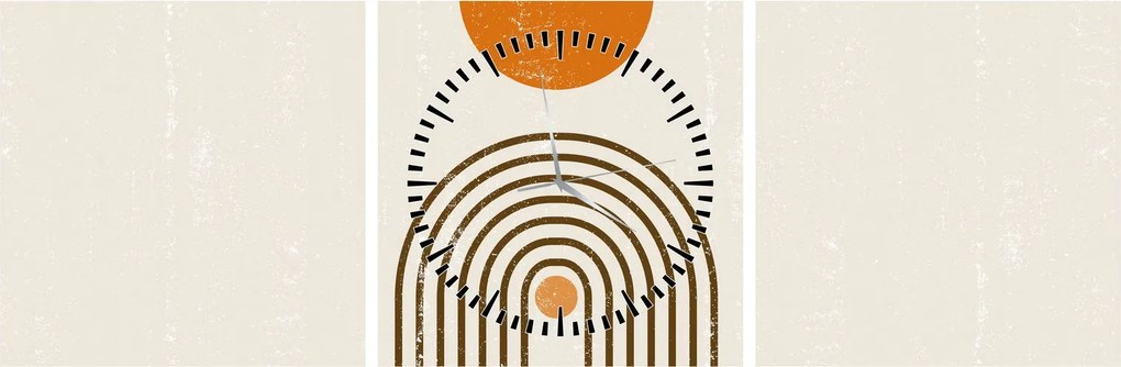 Tablou - Arcuri maro (cu ceas) (90x30 cm)