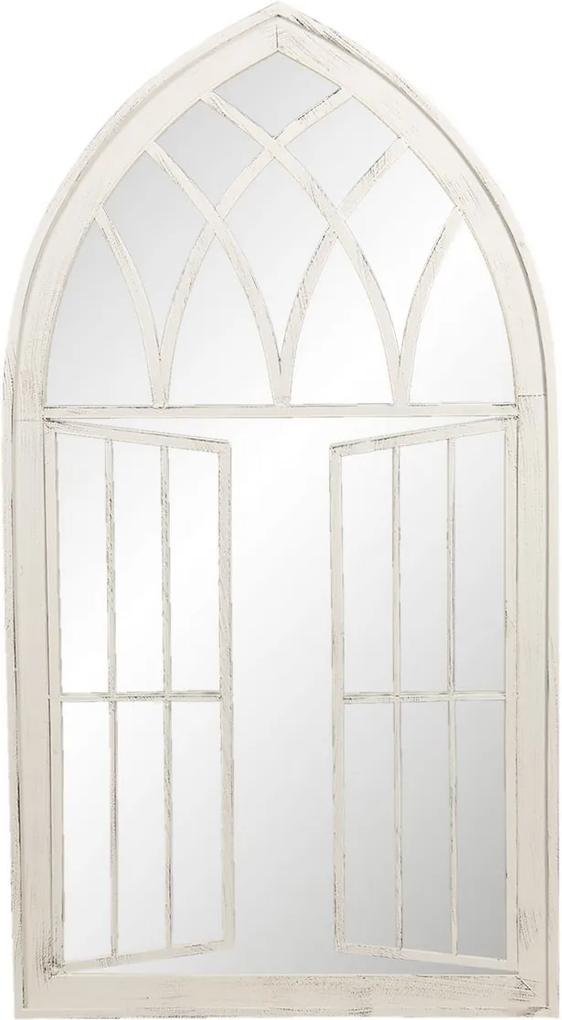 Oglinda de perete cu rama din fier alb cu patina gri 64 cm x 4 cm x 118 h
