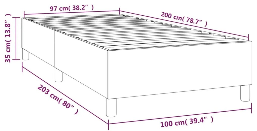 Cadru de pat box spring, gri inchis, 100x200 cm, textil Morke gra, 35 cm, 100 x 200 cm