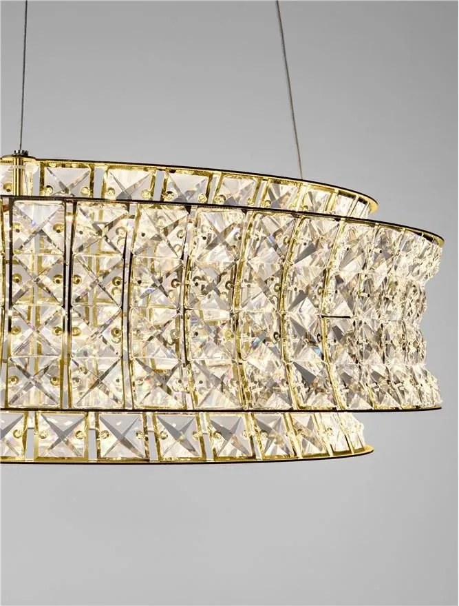 Lustra suspendata LED auriu, cristale sticla CELYSIA 60cm
