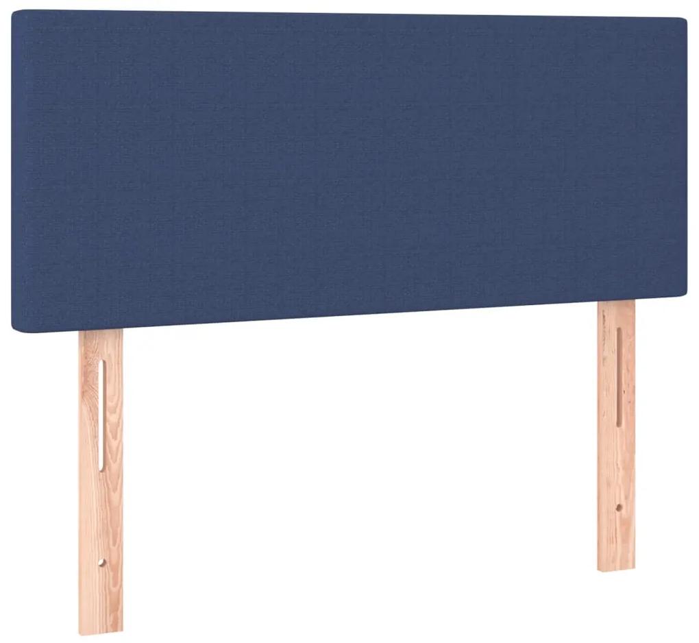 Pat box spring cu saltea, albastru, 80x200 cm, textil Albastru, 80 x 200 cm, Design simplu