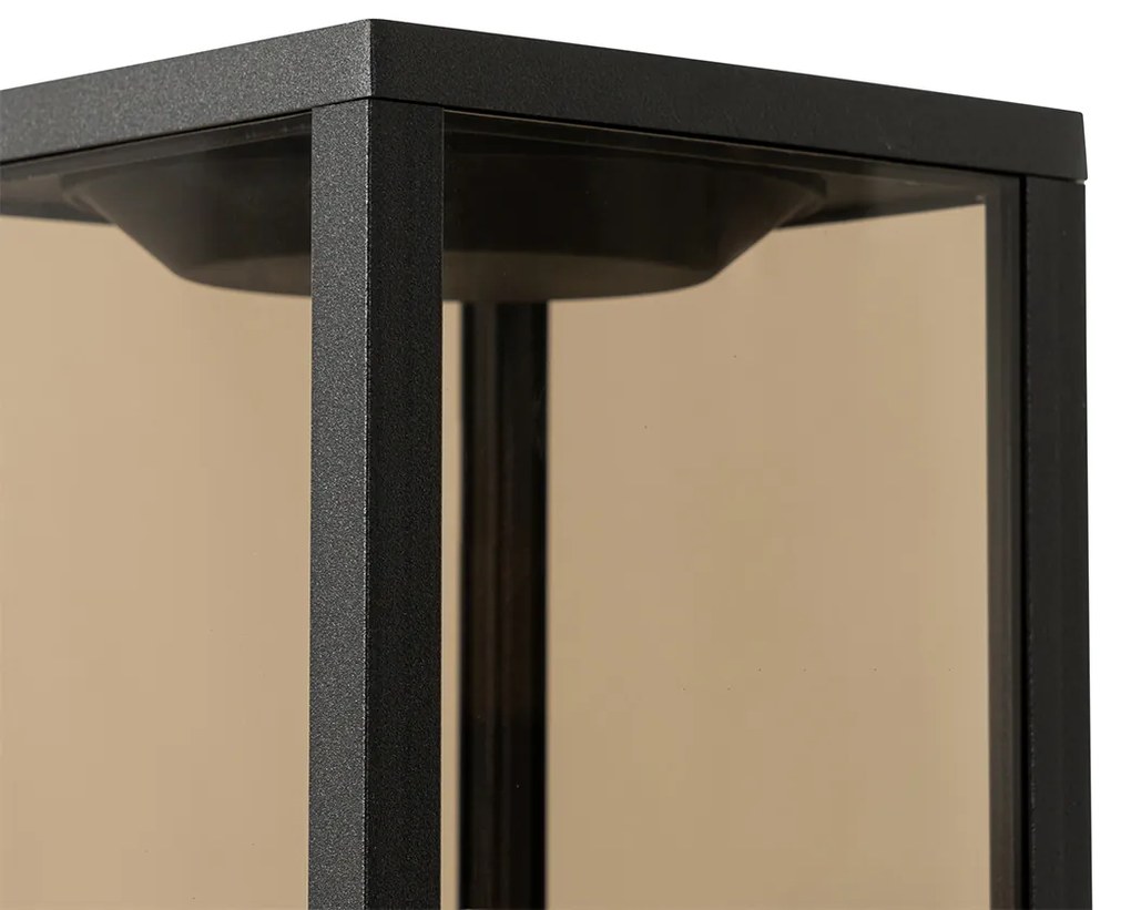 Lampă de exterior pe picior neagră cu sticlă fumurie 80 cm IP44 - Charlois