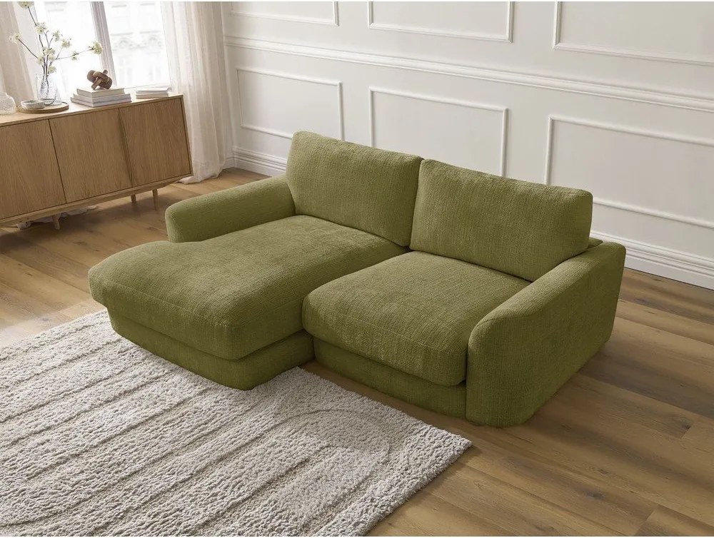 Colțar kaki cu tapițerie din chenille (cu colț pe partea stângă/cu șezlong) Leonore – Bobochic Paris