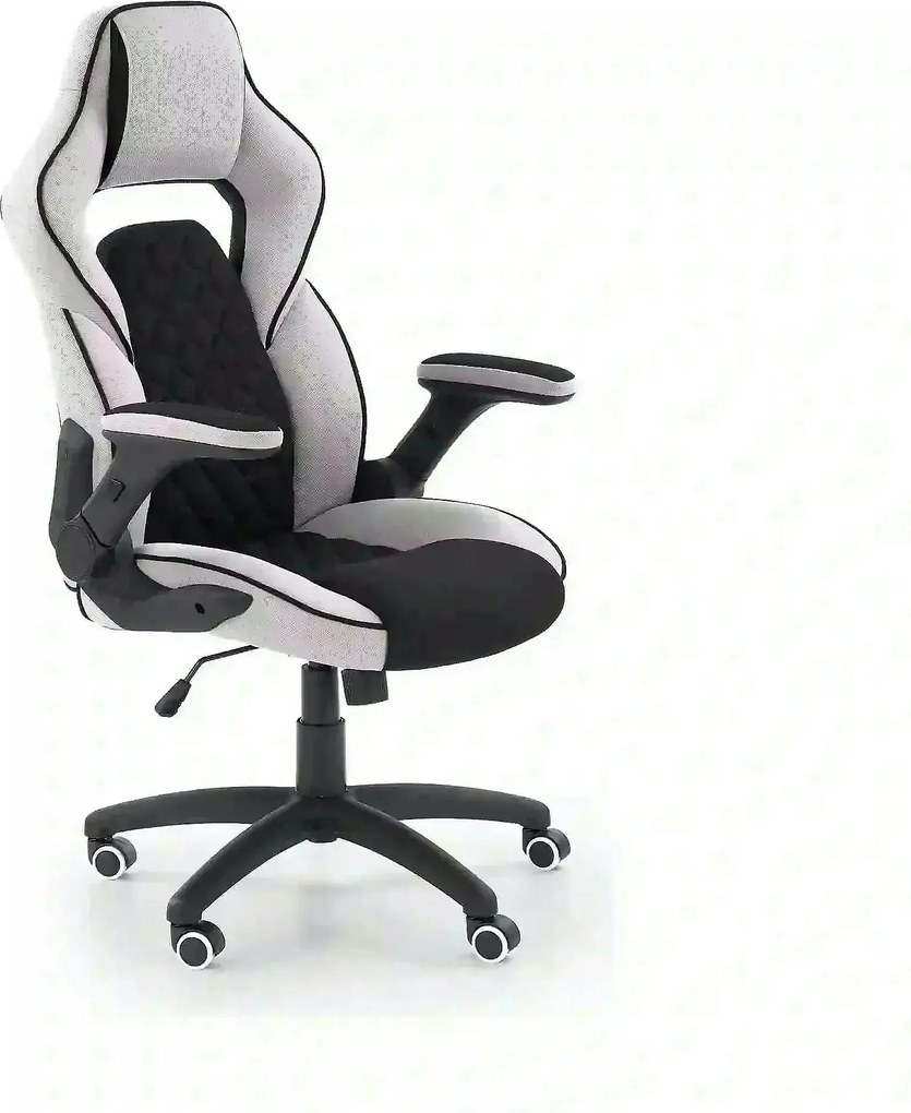 Scaun gaming SONIC, negru/gri, stofa, 69x70x115/124 cm