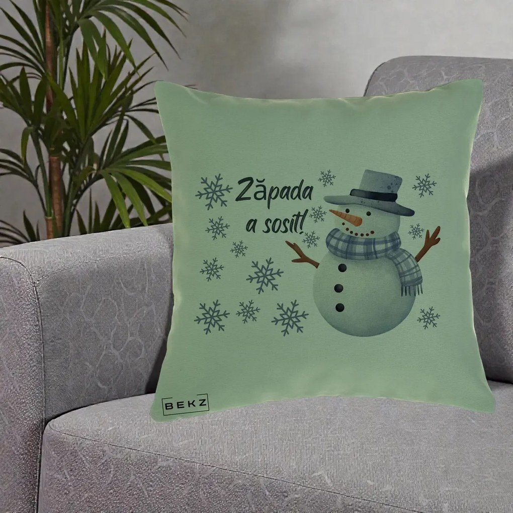 Perna Decorativa Zapada a Sosit Om de Zapada, 40x40 cm, Verde, Husa Detasabila, Perna Inclusa, BEKZ®