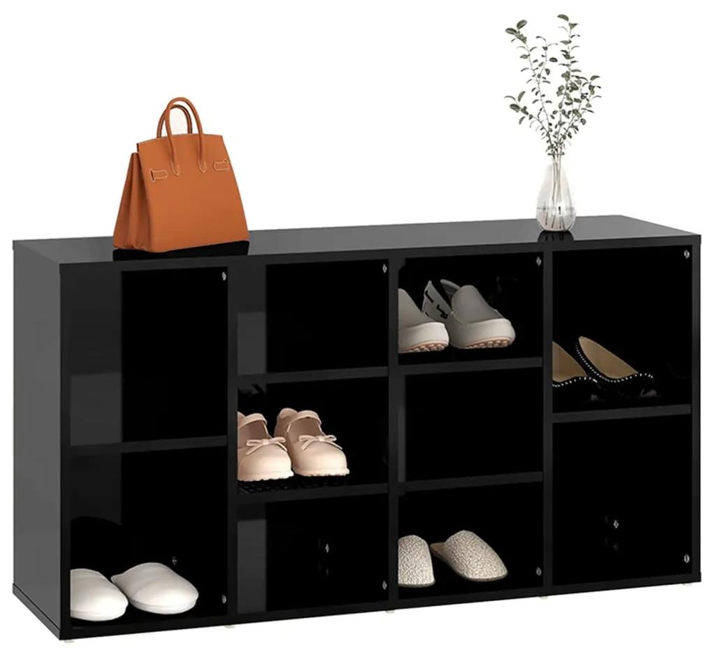 Bancheta pantofar, negru extralucios, 103x30x54,5 cm, PAL negru foarte lucios, 1, 1, 1