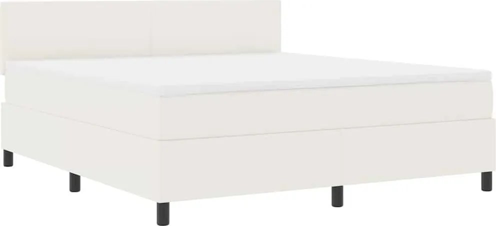 vidaXL Pat cu arcuri Crema și Alb 180 x 200 cm Țesătură din corduroy