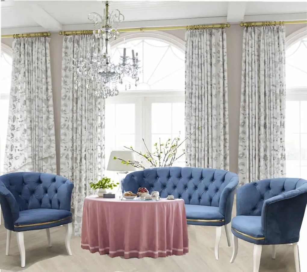 Set canapea Milano Relax 2+1, Homs textil albastru