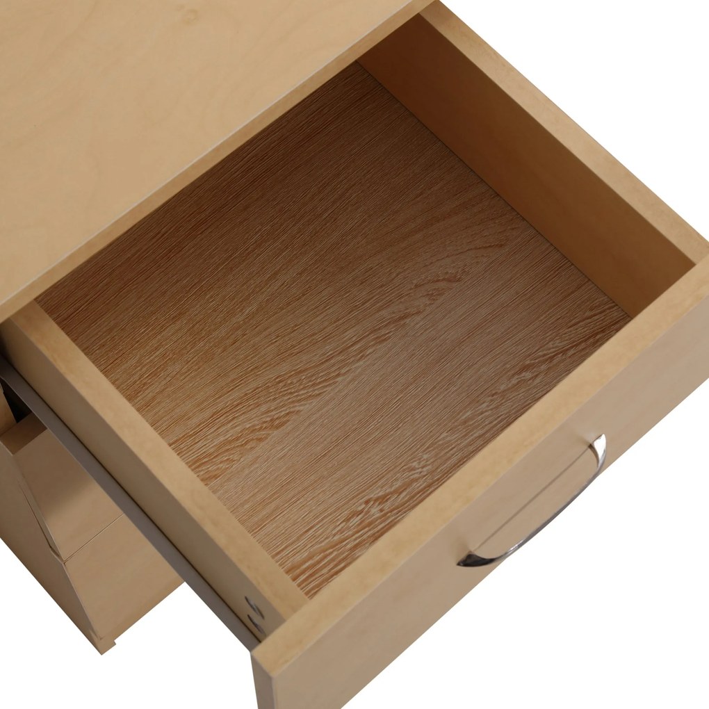 Homcom Birou modern cu 3 Sertare si Rafturi in Lemn Natural 120x49x72cm