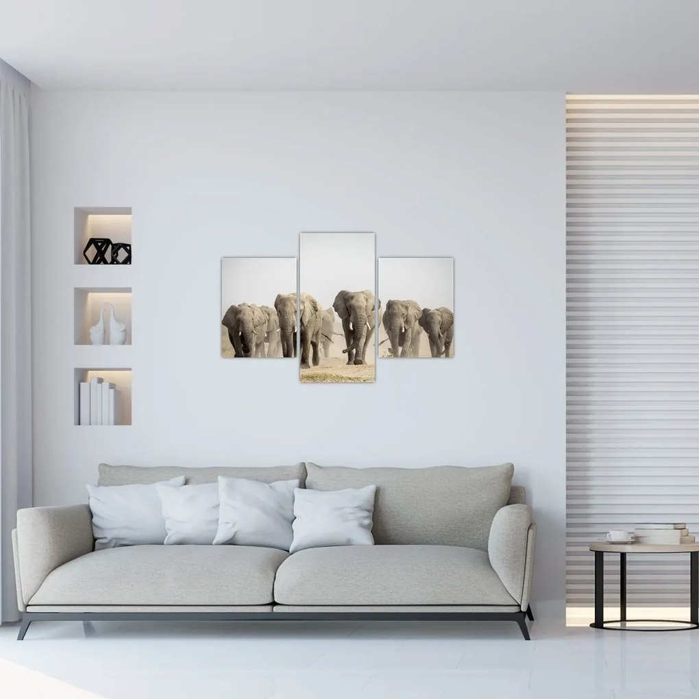 Tablou - Turmă de elefanți (90x60 cm)
