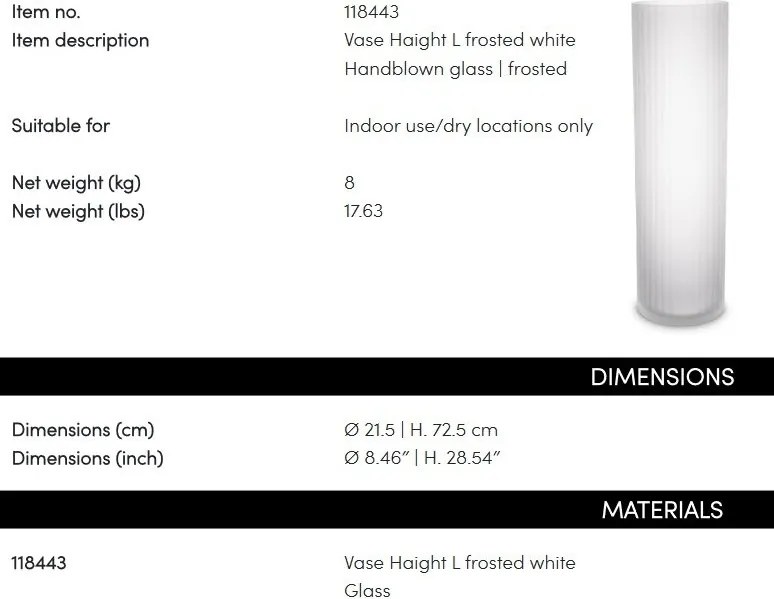 Vaza, Vas decorativ design LUX Haight L, frosted