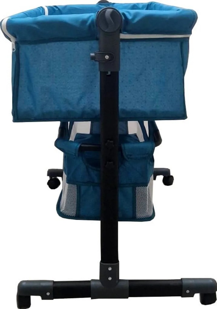 Patut copii transformabil in balansoar bebe Baby Care™ Co-Sleeper, Cu plasa insecte si cosulet depozitare, Design modern, 4 roti cu frana, Dimensiuni
