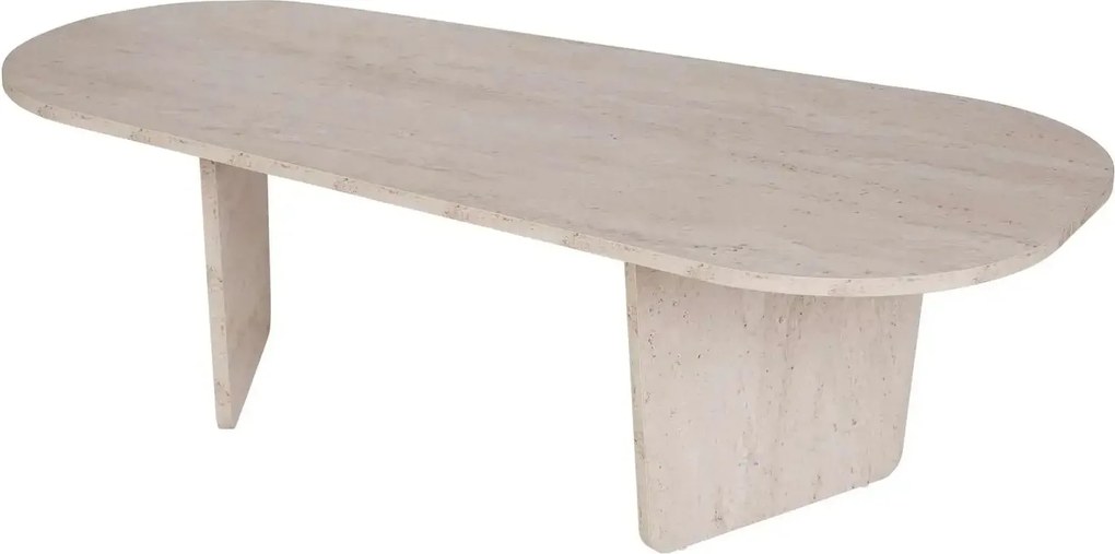 Masuta cafea OVALIS, travertin, PAL, 130x65x40 cm