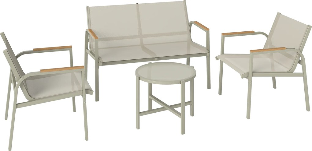 Outsunny Set Canapea de Exterior cu 2 Fotolii, Verde | Aosom Romania