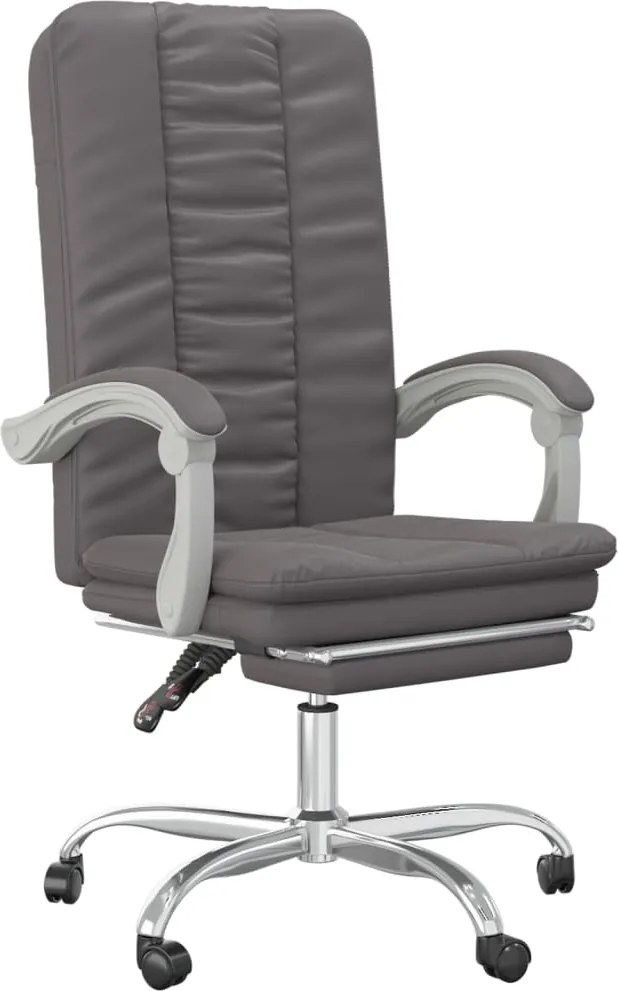 vidaXL Fotoliu de birou rabatabil, gri, piele ecologică