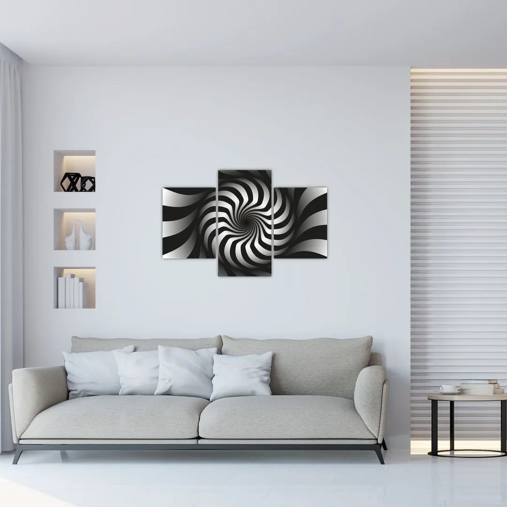 Tablou abstract cu spirala alb neagră (90x60 cm)