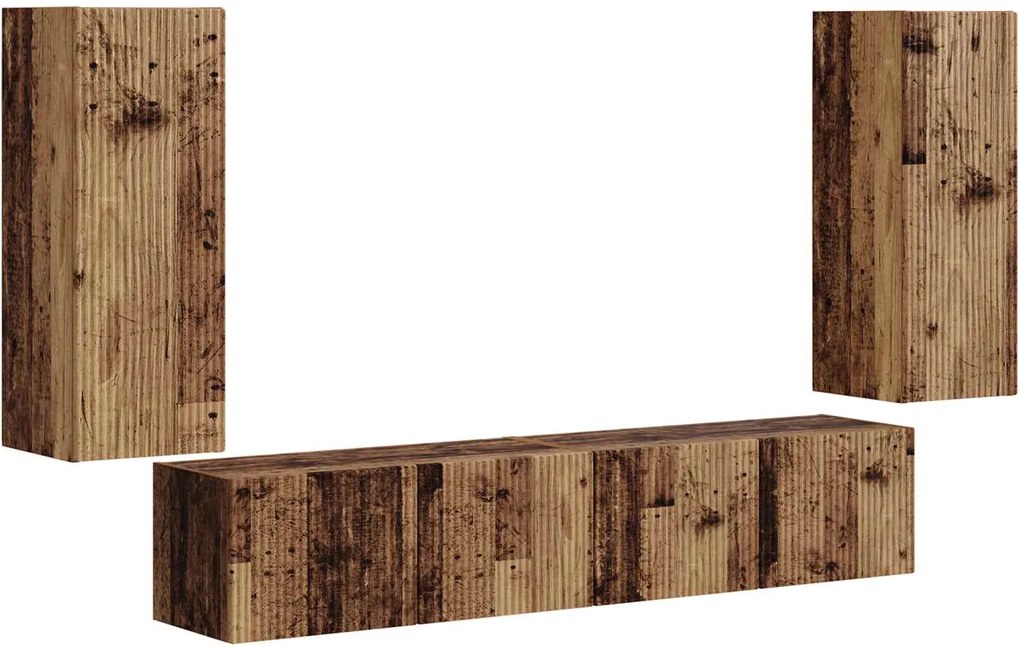 vidaXL Set Dulap pentru Televizor Montat pe Perete 4 pcs Lemn vechi