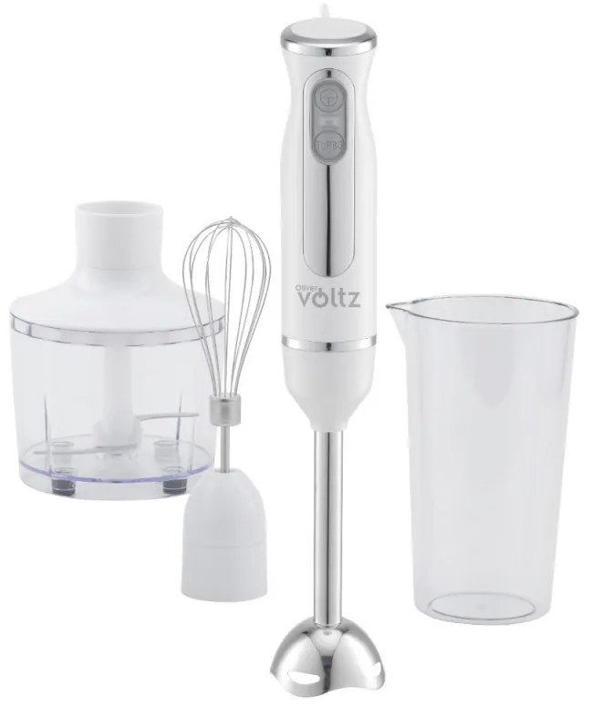 Set blender, tocator si mixer 3 in 1 Oliver Voltz OV51112KSC, 800W, Otel, 2 viteze, Turbo, Alb