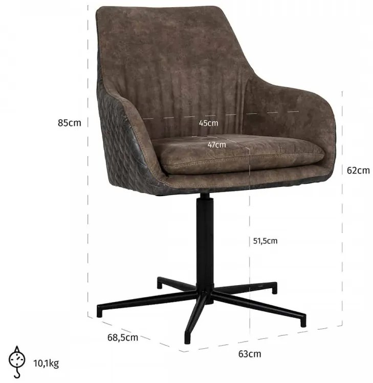 Scaun piele artificiala Lucy negru/maro