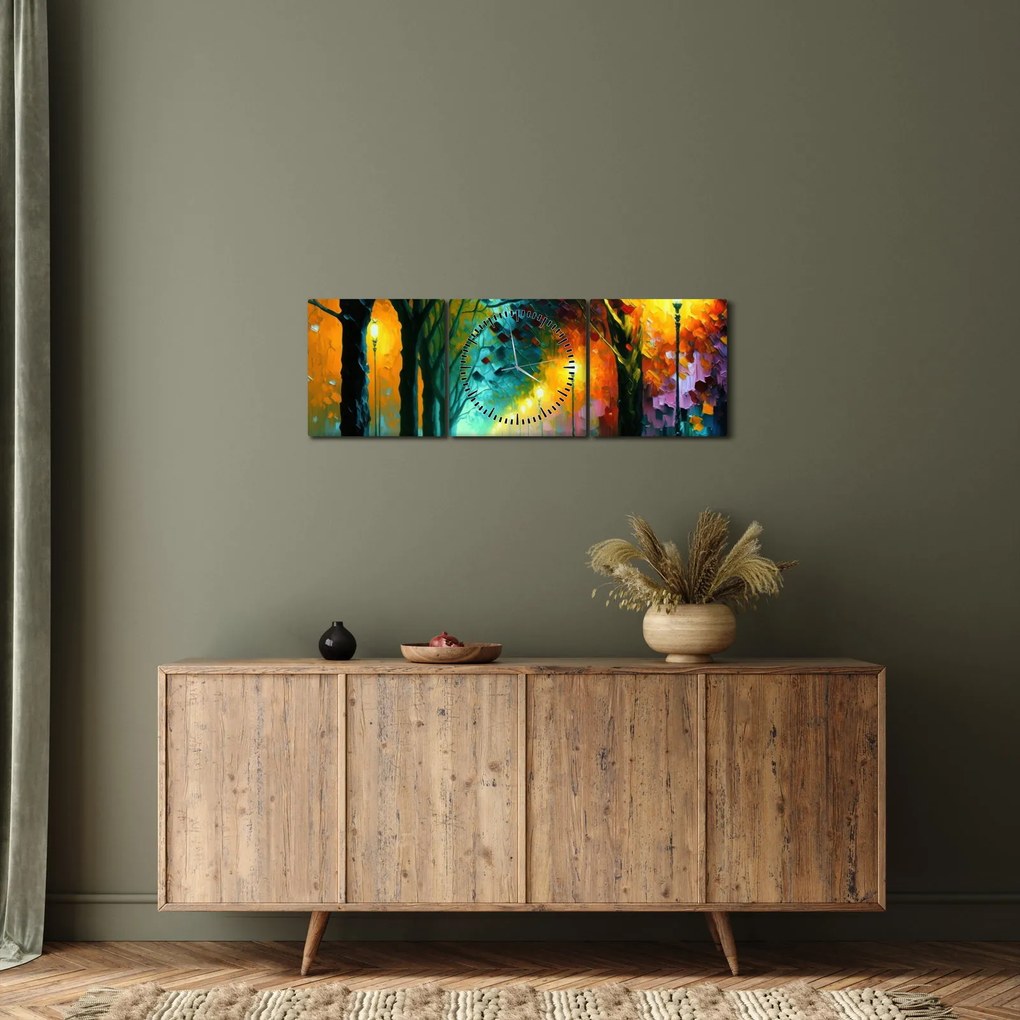 Tablou - Plimbare de noapte (cu ceas) (90x30 cm)