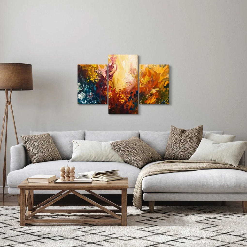 Tablou - pictură abstractă de flori (90x60 cm)