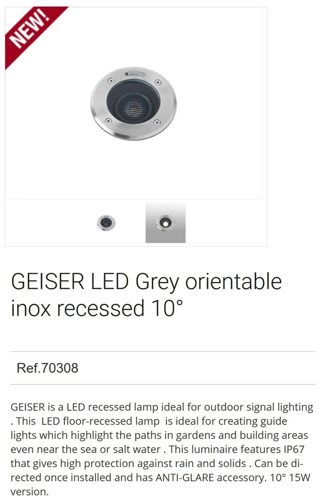 Spot LED orientabil / incastrabil de exterior pentru pavaj 18cm GEISER 15W