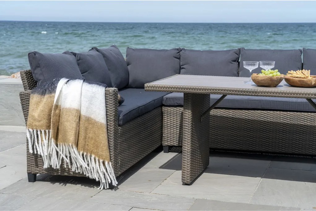 Pătură Sintra, negru-alb-maro 170x130 cm