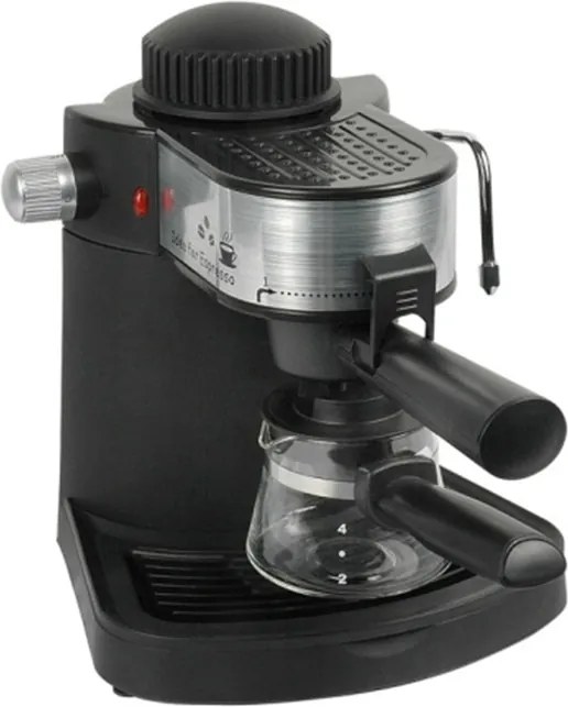Espressor Cafea Manual Mega Hausberg, 3.5 Bar, 650 W, 4 Cești, Sistem Spumare, Capuccino, Negru HB-3715