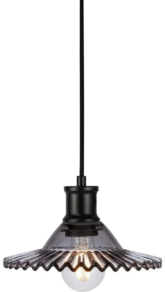 Lustră pe cablu Markslöjd 108854 NOVIA 1xE27/40W/230V negru/fumuriu