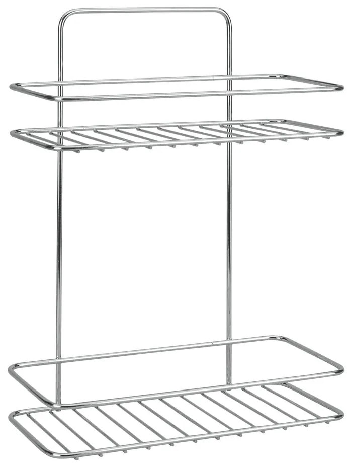 Raft pentru baie argintiu lucios de agățat/autoadeziv din oțel Luxy – Metaltex